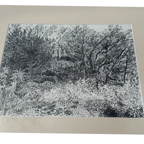 Vintage Pen Sketch‎ Bartlett 1984 FramedLandscape Art Signed Wall Decor